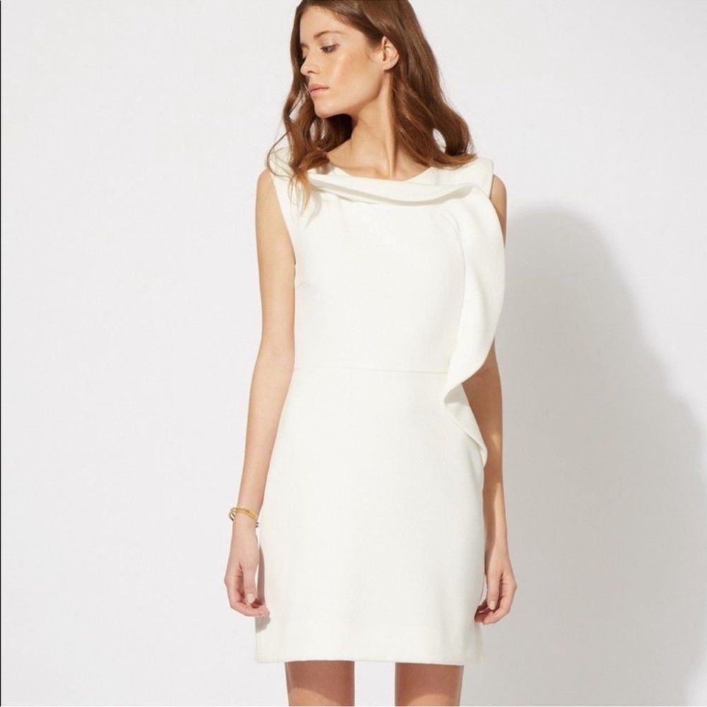 Maje Cream Draped Sleeveless Mini Dress